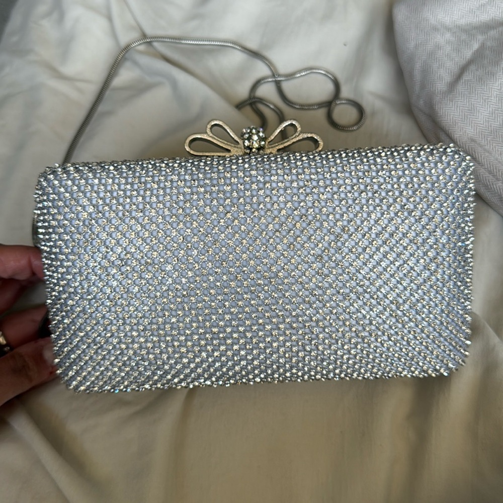 Dexmay silver glitter bag with dust bag